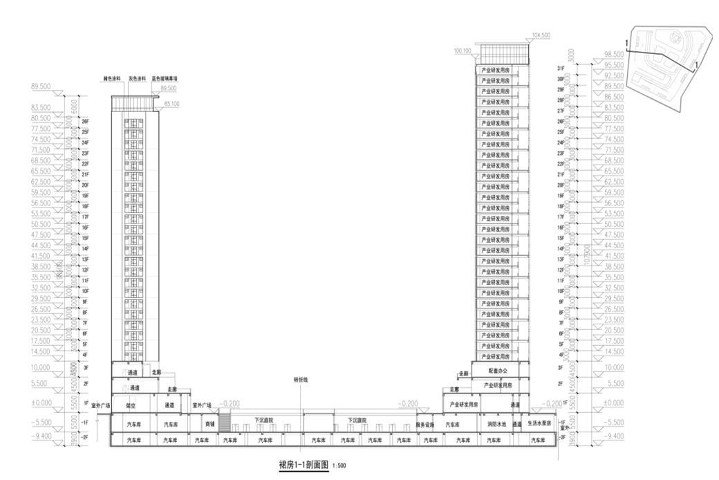 [深圳]22层现代风格城市综合体建筑设计方案文本cad施工图下载【ID:151738111】