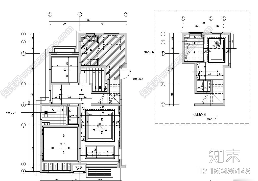 美式风格住宅样板间装修施工图设计施工图下载【ID:180486148】