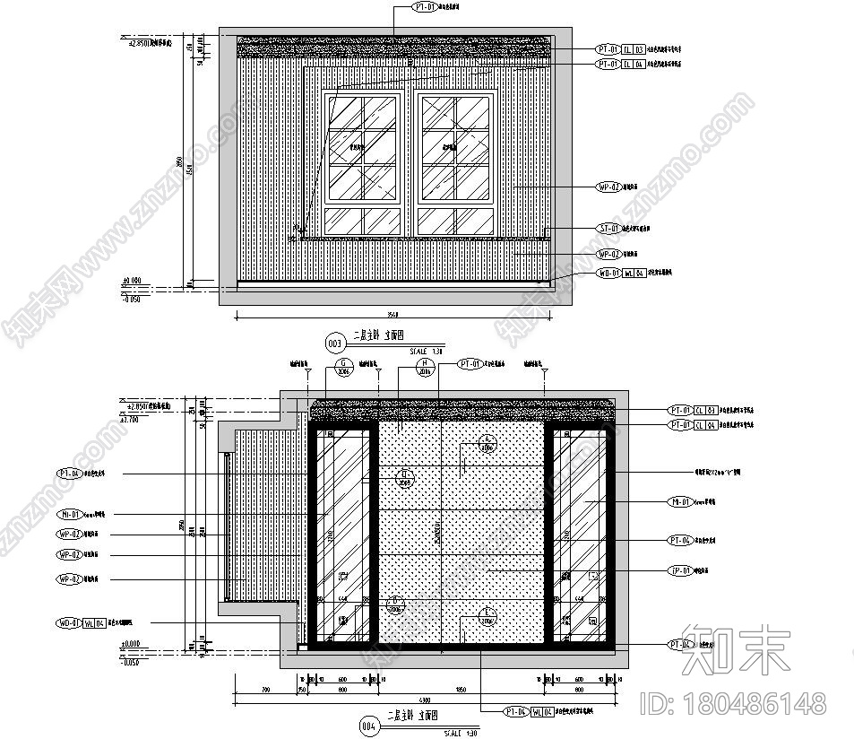 美式风格住宅样板间装修施工图设计施工图下载【ID:180486148】