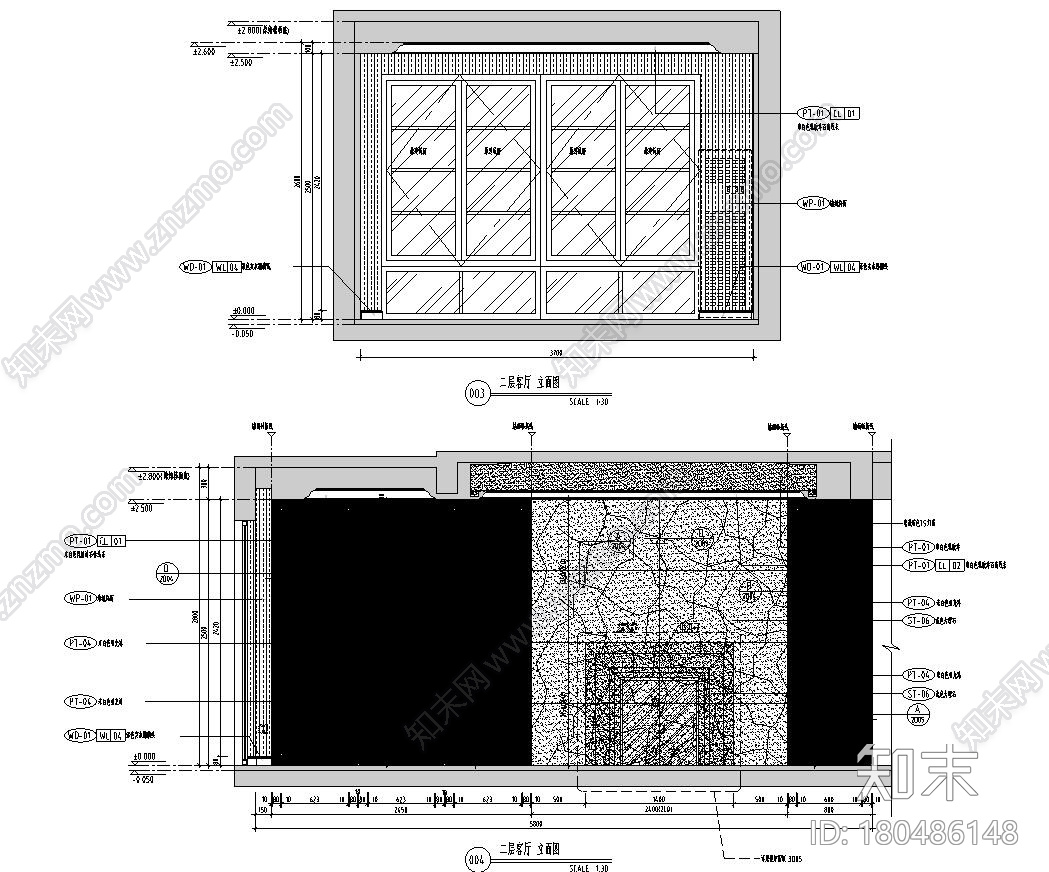 美式风格住宅样板间装修施工图设计施工图下载【ID:180486148】