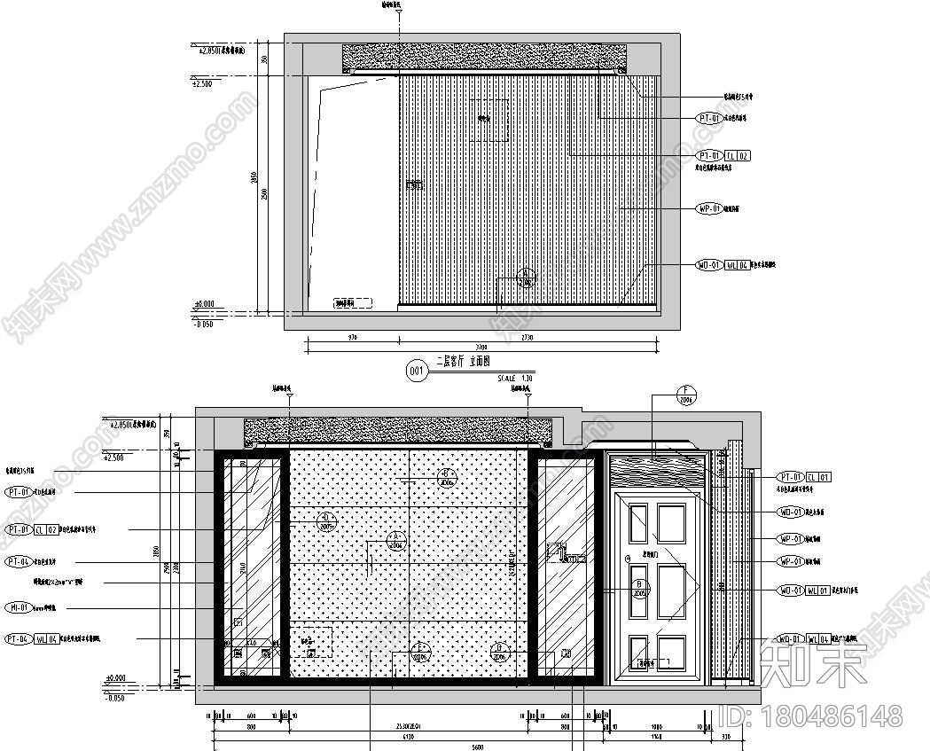 美式风格住宅样板间装修施工图设计施工图下载【ID:180486148】