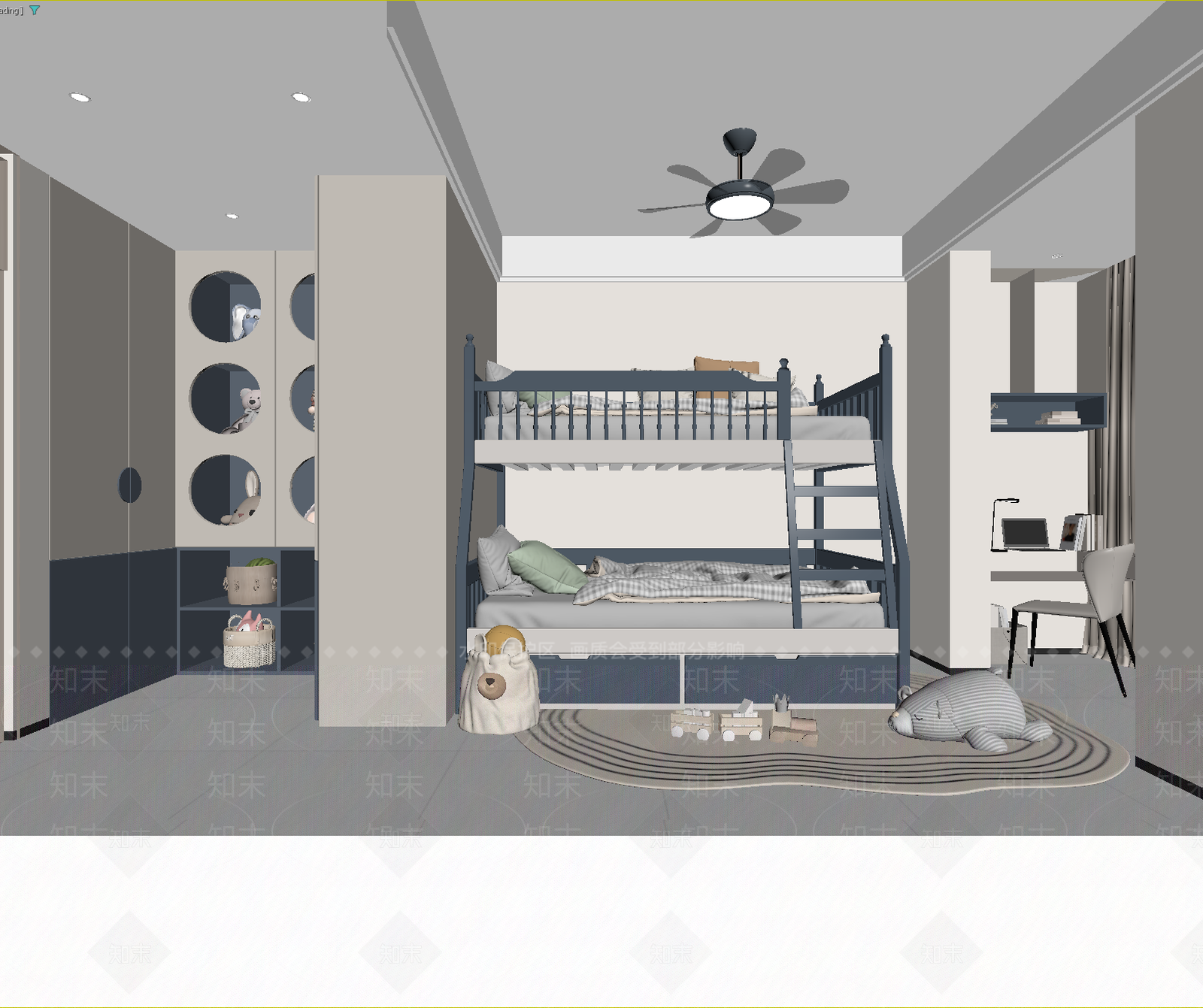 现代通用儿童房3D模型下载【ID:1214844496】