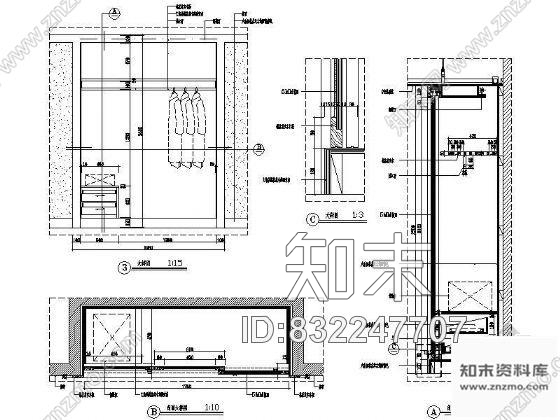 图块/节点标准客房衣柜详图cad施工图下载【ID:832247707】