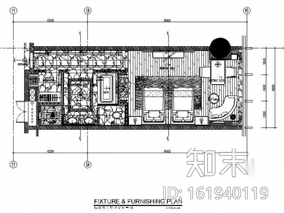 [成都]现代豪华酒店标准双人间室内装修图cad施工图下载【ID:161940119】