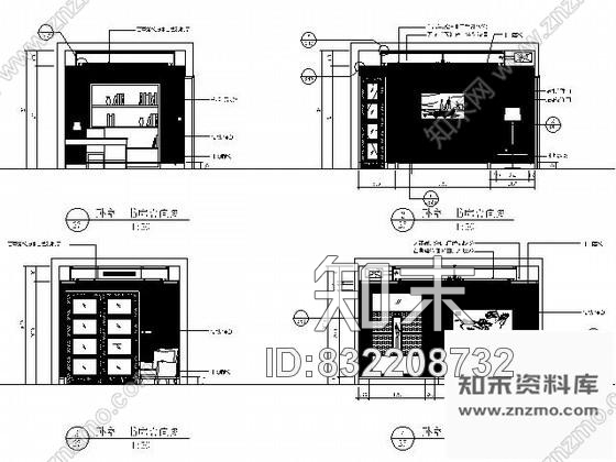 图块/节点样板房书房立面图Ⅱcad施工图下载【ID:832208732】