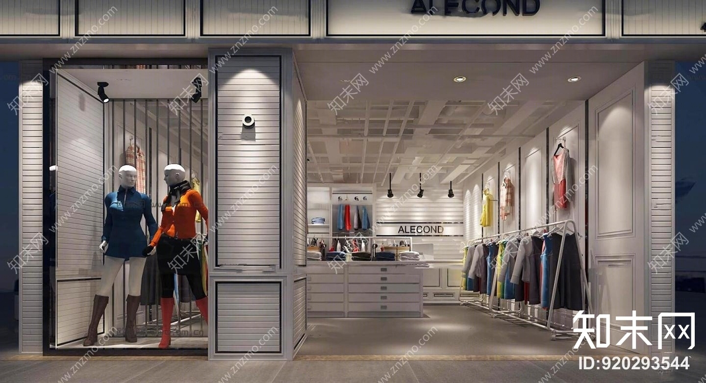 现代女装服装店门面3D模型下载【ID:920293544】