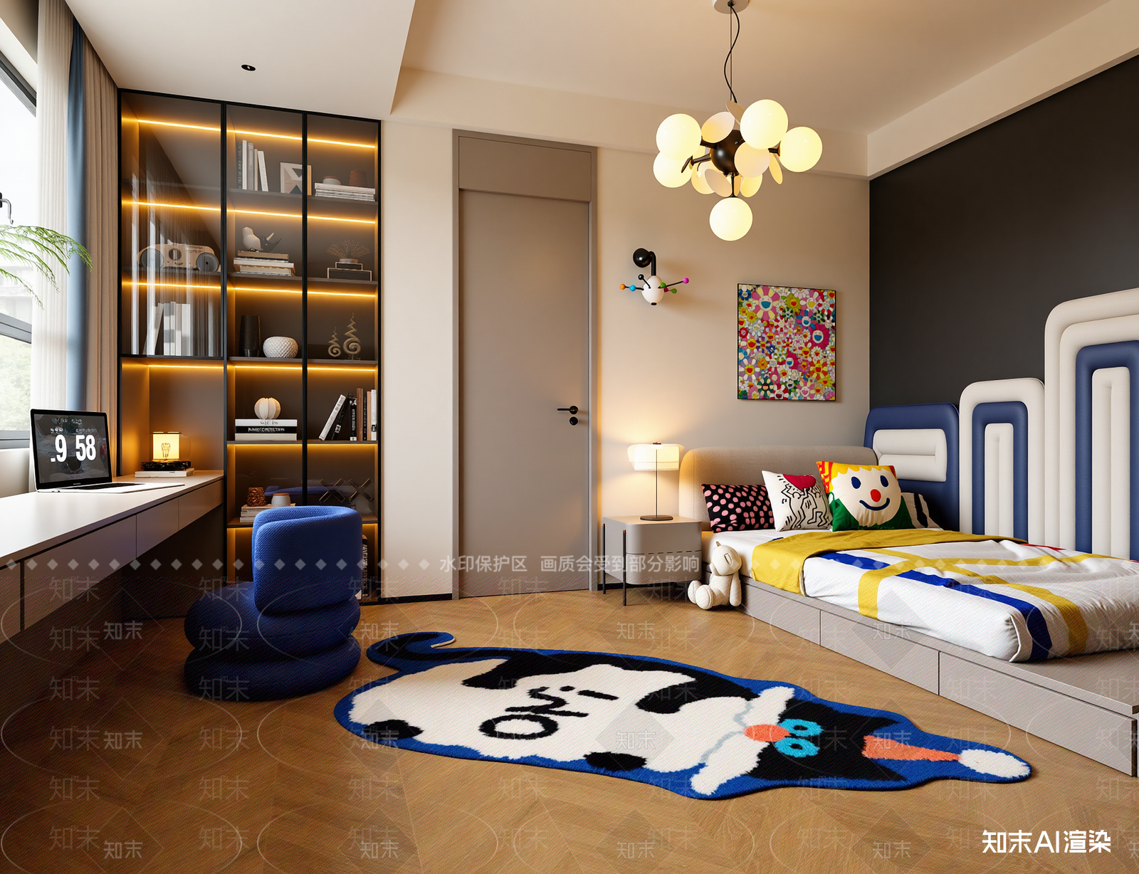现代男孩房3D模型下载【ID:1214644585】