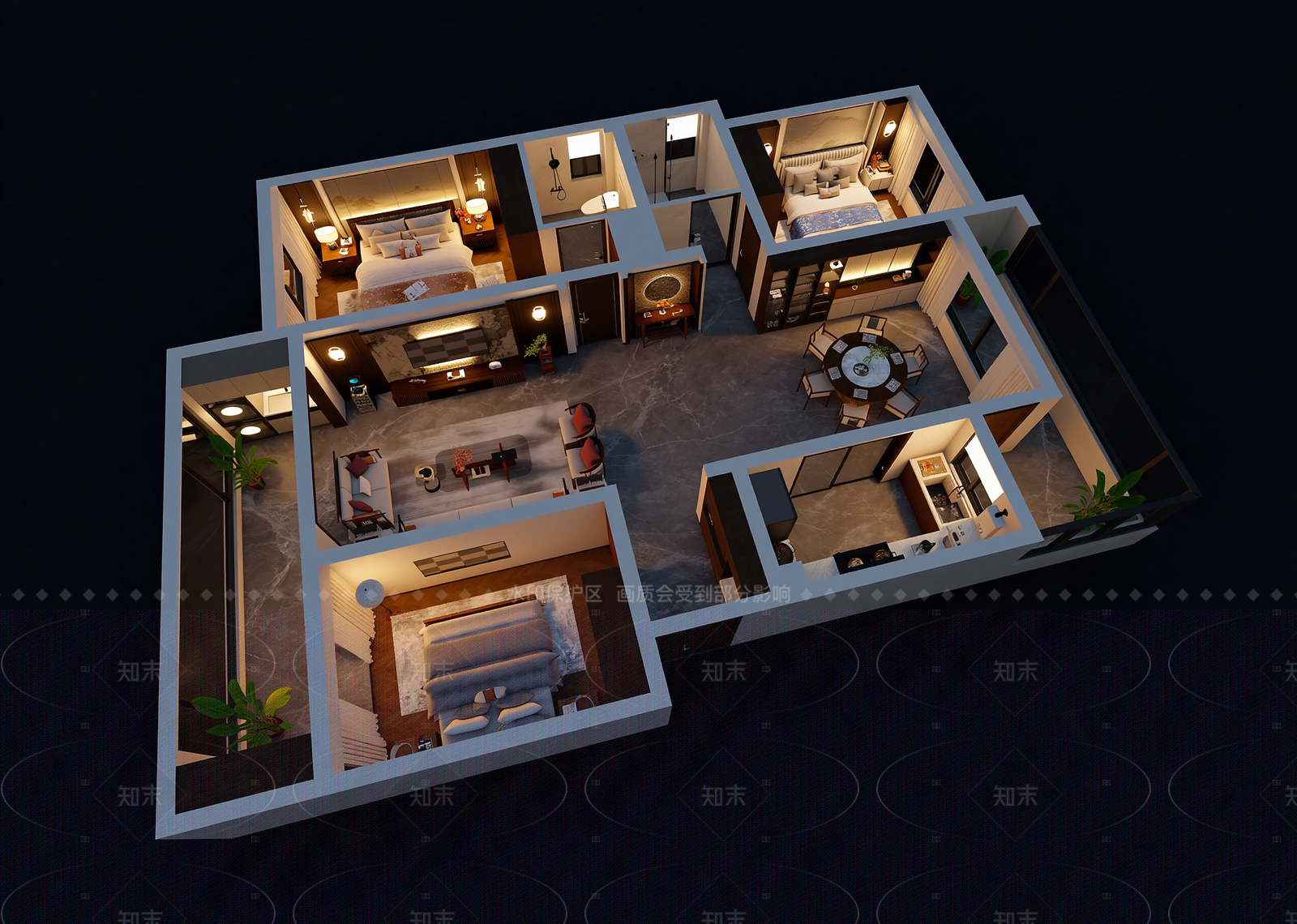 新中式公寓3D模型下载【ID:1214950237】