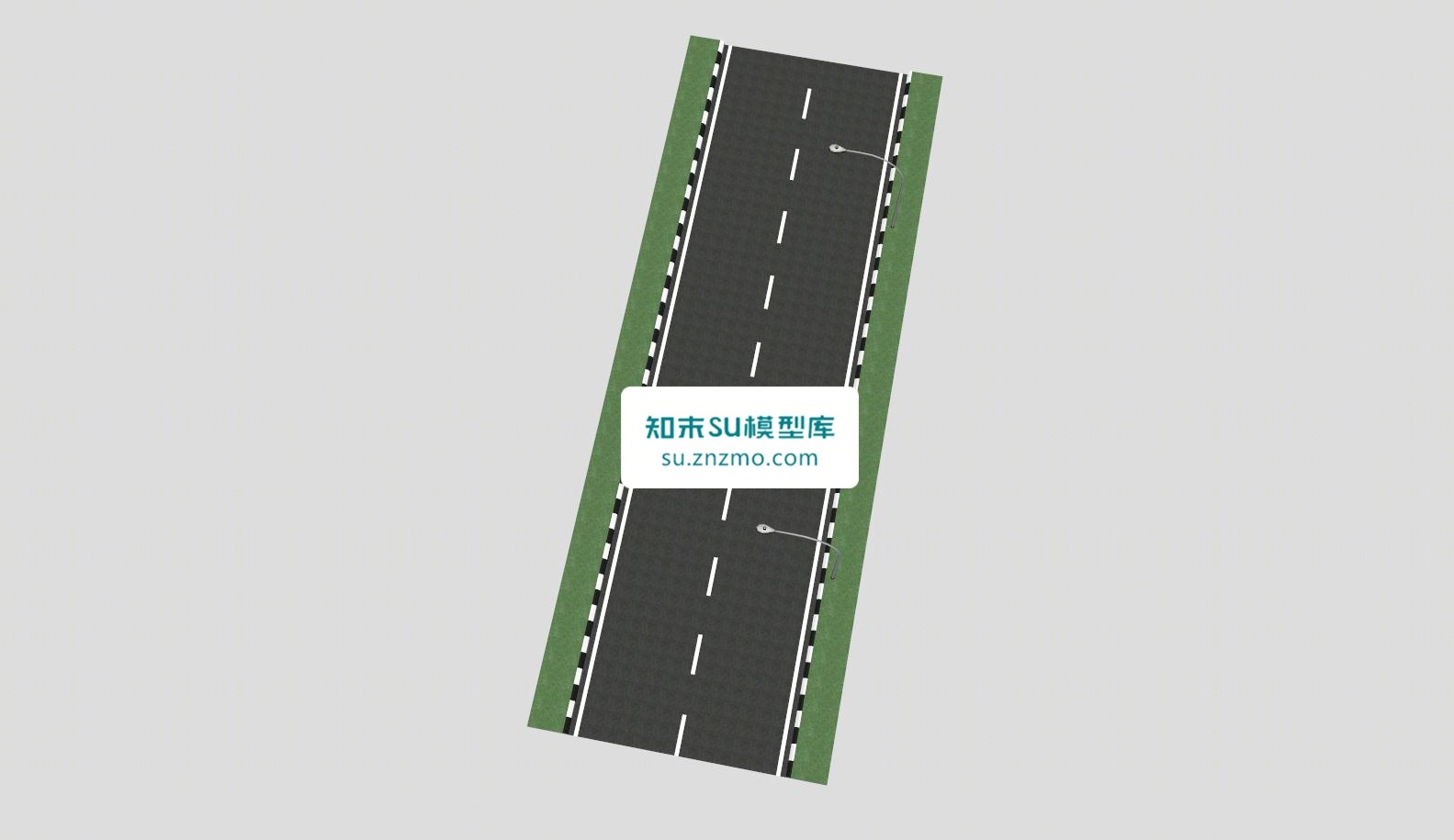 白色单虚线公路道路SU模型下载【ID:148509118】