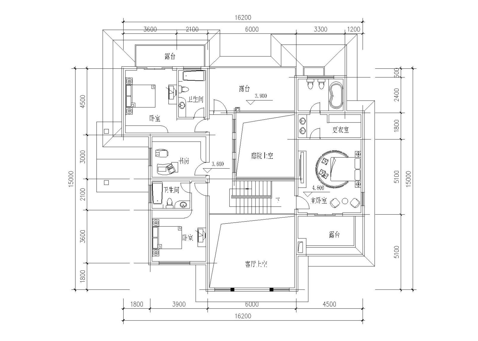 平坡屋顶独栋别墅建筑施工图cad施工图下载【ID:149889125】