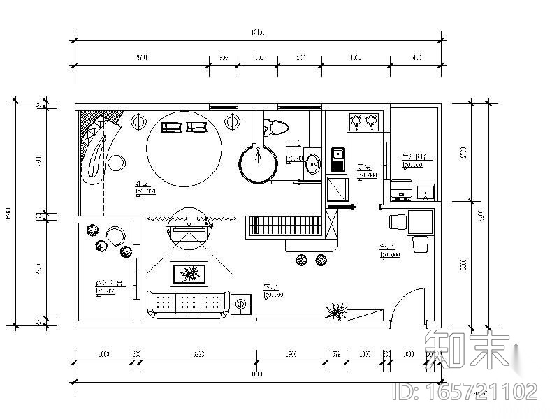 某单身公寓室内毕业设计施工图下载【ID:165721102】