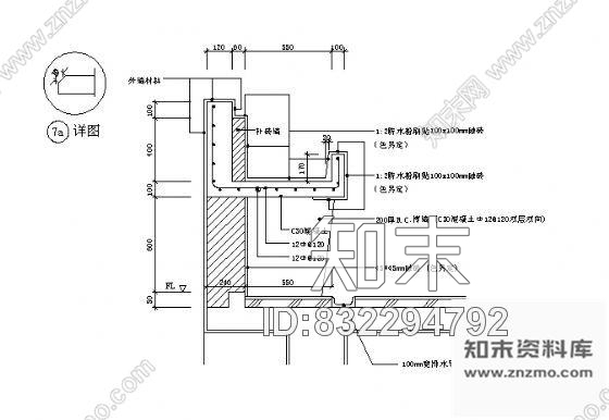 图块/节点洗衣场洗槽剖面详图cad施工图下载【ID:832294792】