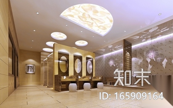 [甘肃]天水市某洗浴会所室内装饰成套施工图（含效果）cad施工图下载【ID:165909164】