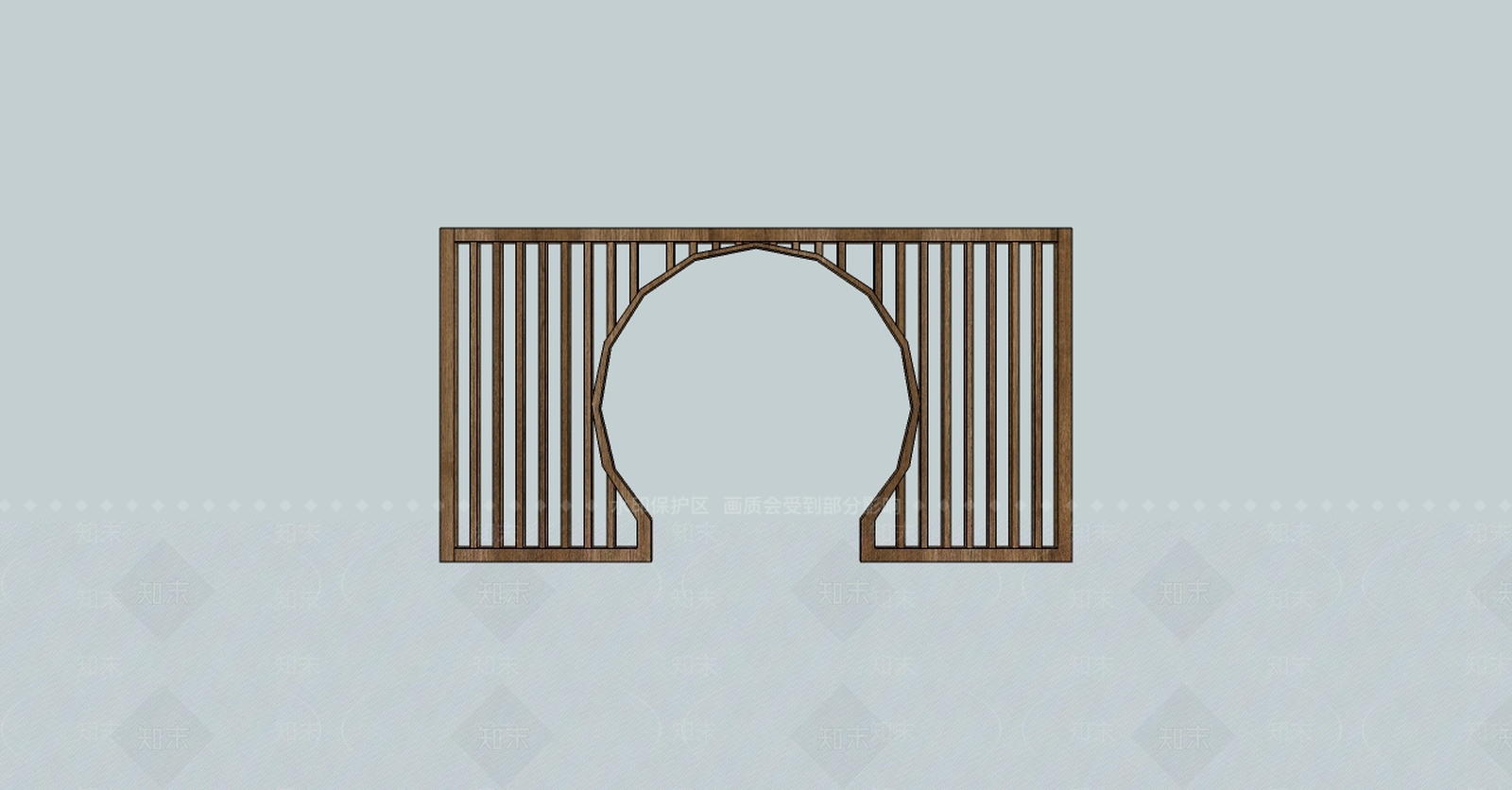 新中式形月洞隔断3d模型下载【id:933222391】