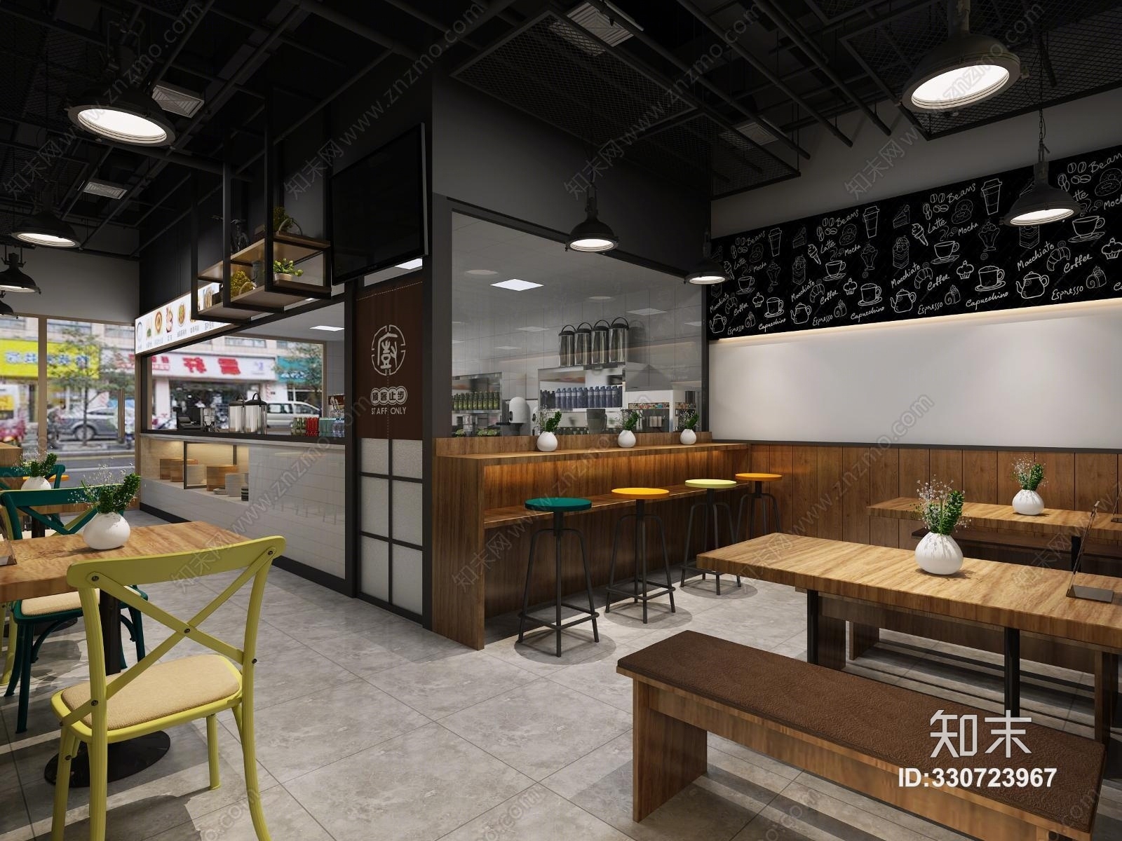 工业风工业餐厅吊灯3D模型下载【ID:330723967】