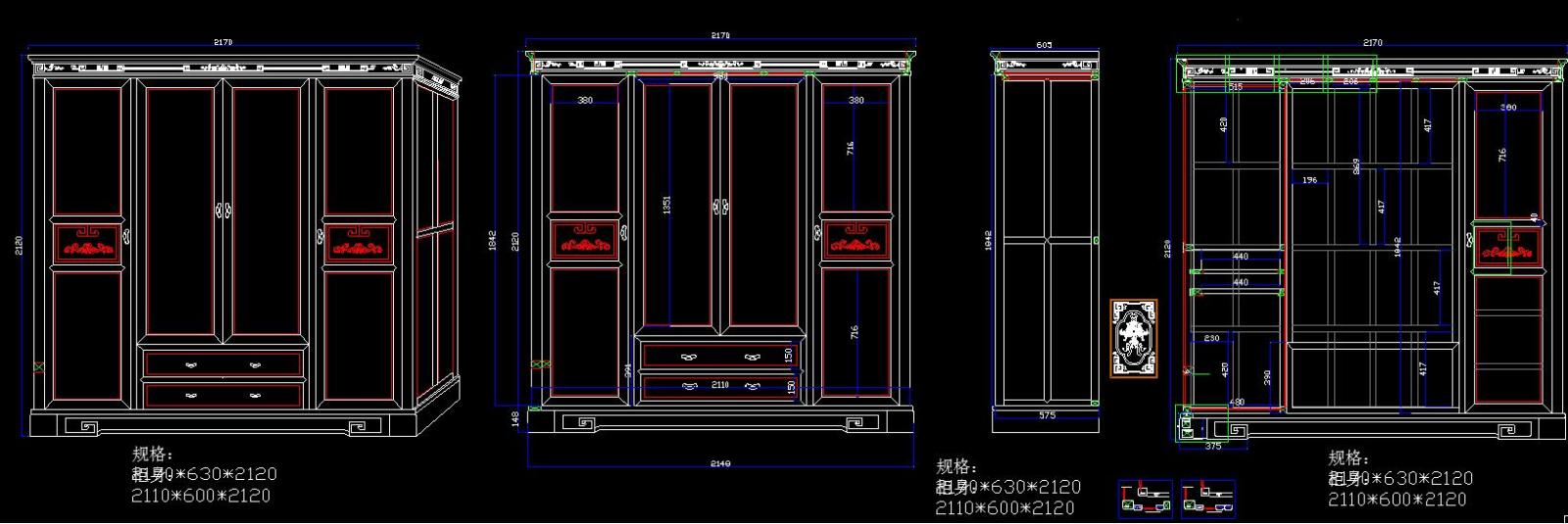 中式衣柜施工图下载【ID:931925653】