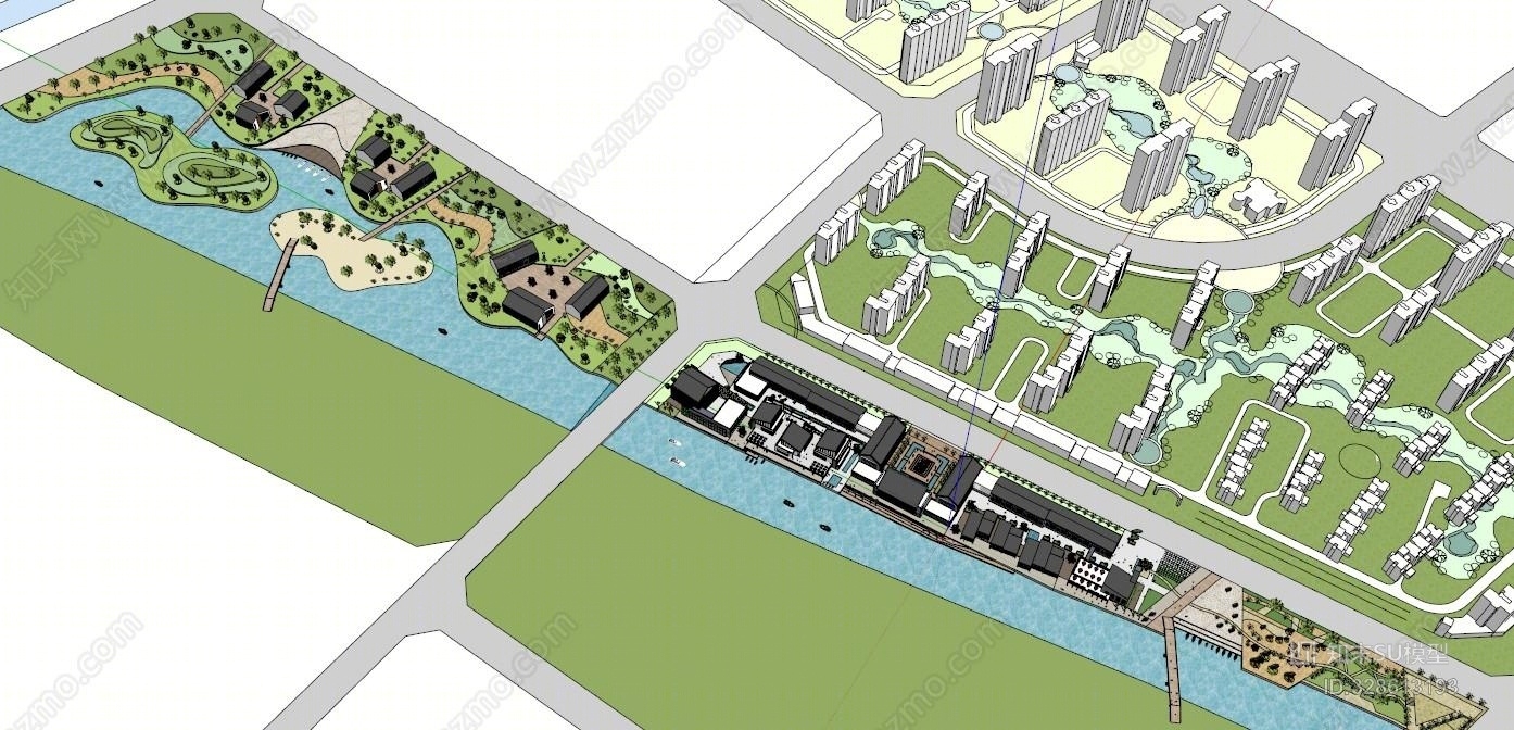 景观规划广场公园设计绿化现代艺术会所室外SU模型下载【ID:328613193】