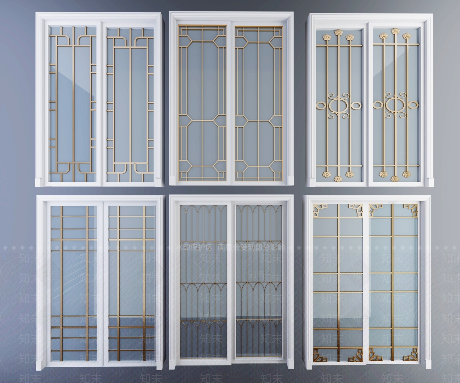 北欧推拉门3D模型下载【ID:632825627】