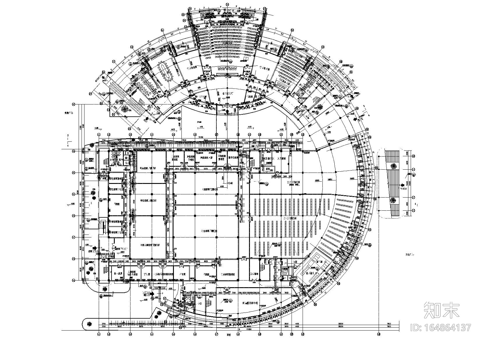 [江苏]盐城图书馆建筑工程项目施工图+文档cad施工图下载【ID:164864137】