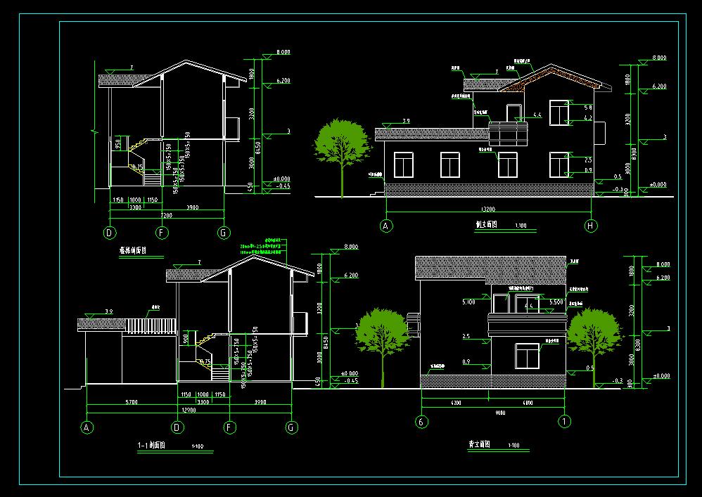 简约农村住宅建筑设计方案施工图cad施工图下载【ID:167240146】