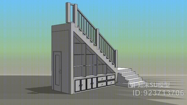 建筑，元素，楼梯，内置架子和储藏室SU模型下载【ID:923713706】