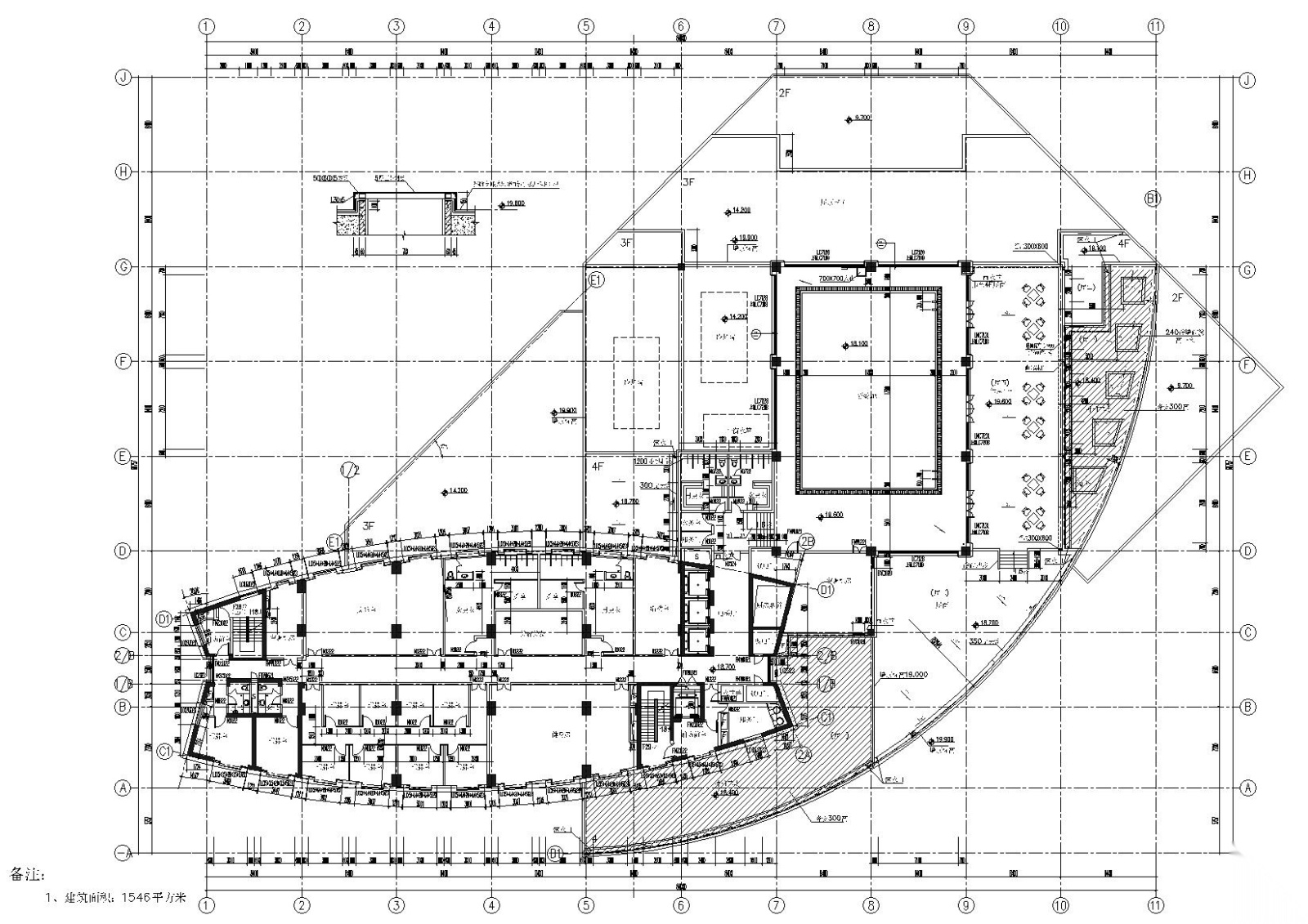 合肥二十四层高层框架结构酒店建筑施工图cad施工图下载【ID:160731199】