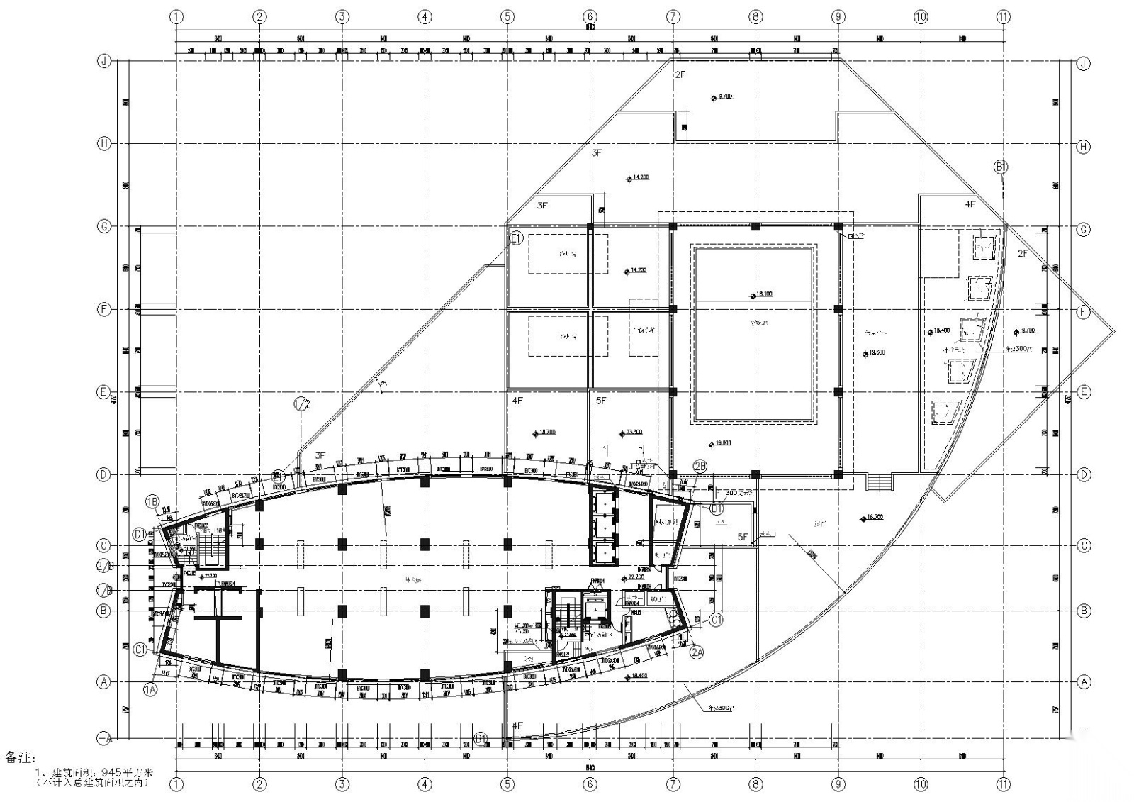 合肥二十四层高层框架结构酒店建筑施工图cad施工图下载【ID:160731199】