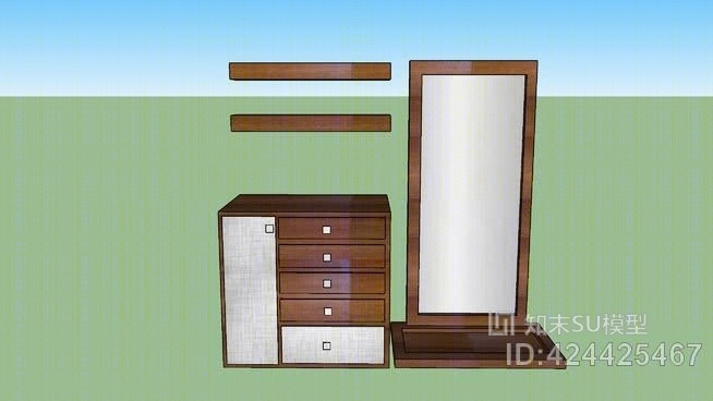 梳妆台镜架SU模型下载【ID:424425467】