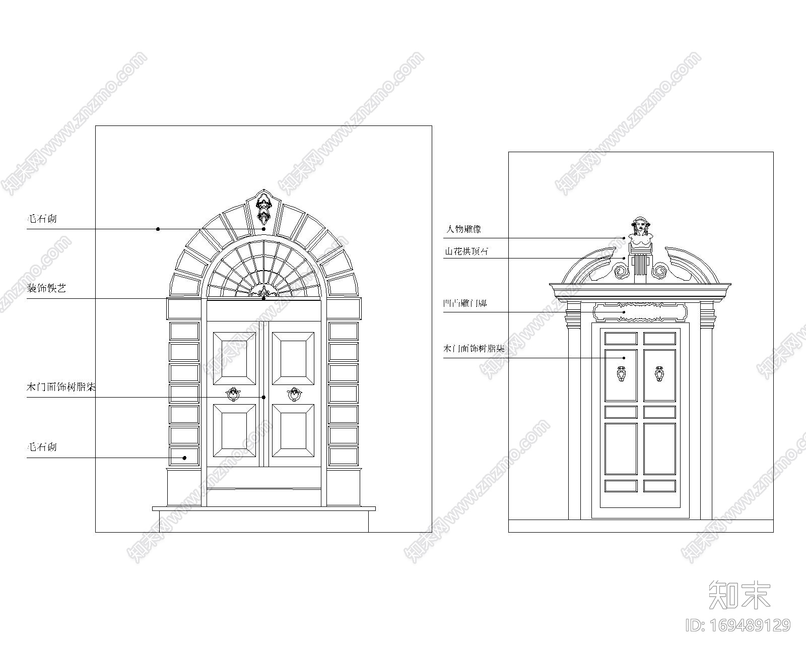 欧式豪华建筑门窗构件CAD大全cad施工图下载【ID:169489129】
