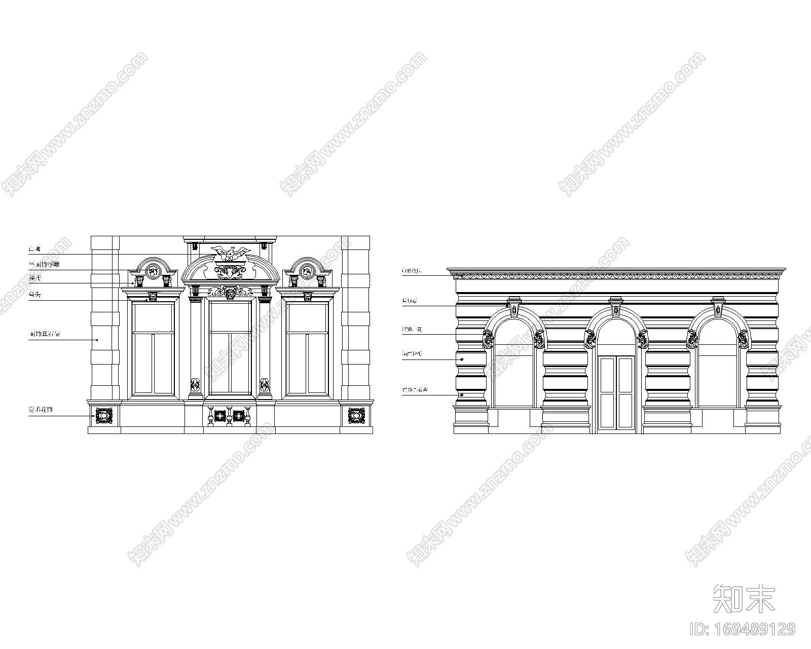 欧式豪华建筑门窗构件CAD大全cad施工图下载【ID:169489129】