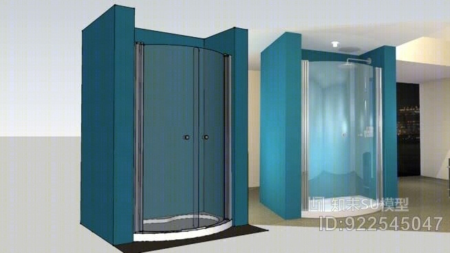 单弧形弧形淋浴门和1275×900mm托盘SU模型下载【ID:922545047】