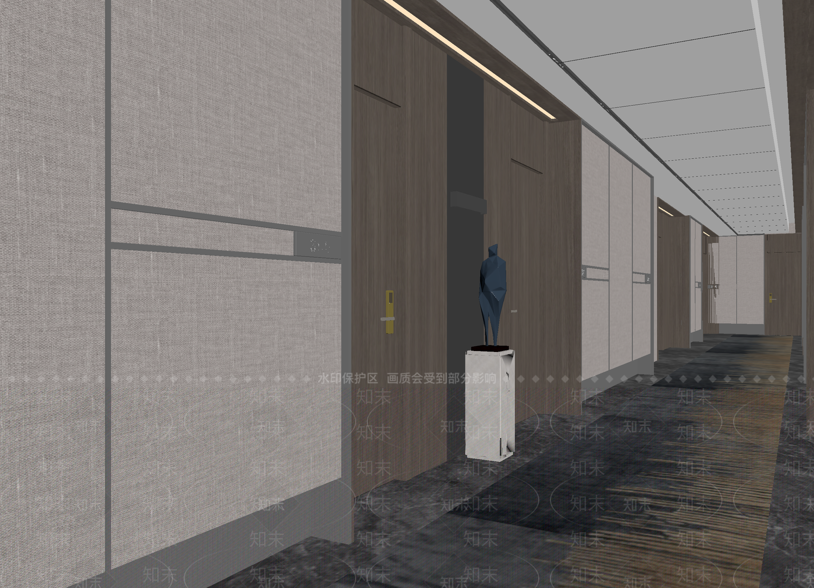 现代酒店走廊3D模型下载【ID:1214816696】