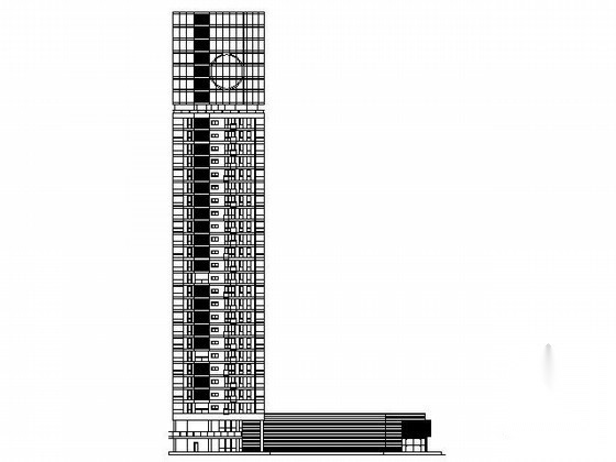 [上海]某三十二层沿街商住楼建筑方案图（11号楼）cad施工图下载【ID:167215144】