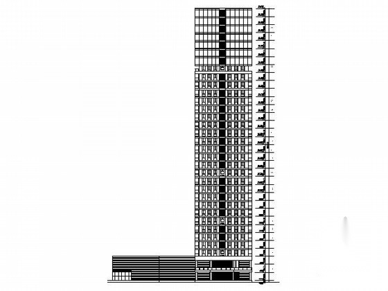 [上海]某三十二层沿街商住楼建筑方案图（11号楼）cad施工图下载【ID:167215144】