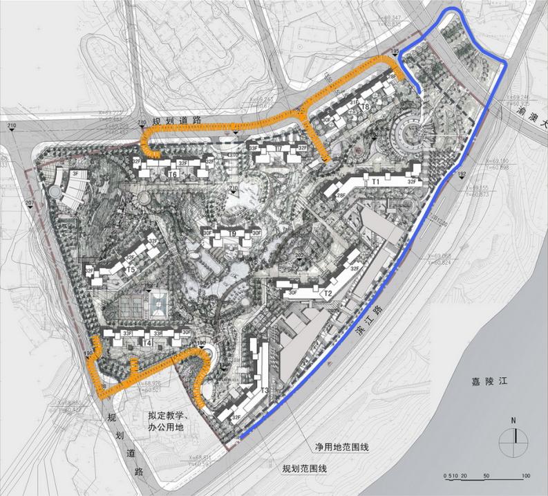 [重庆]高层现代风格线条立面住宅建筑设计方案文本cad施工图下载【ID:168088197】