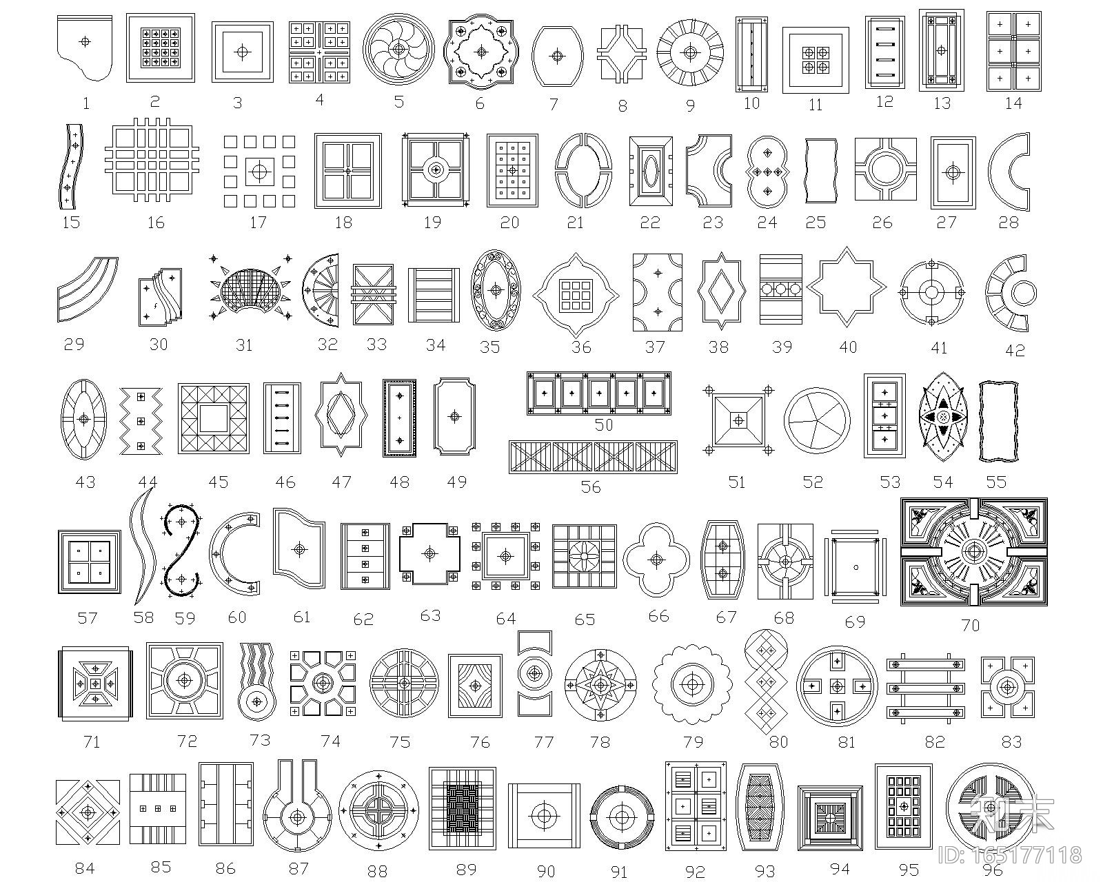 170款天花吊顶装饰图库施工图下载【ID:165177118】