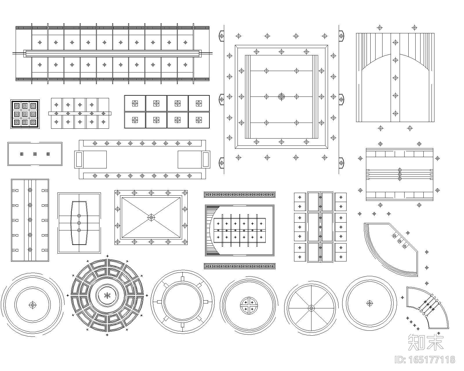 170款天花吊顶装饰图库施工图下载【ID:165177118】