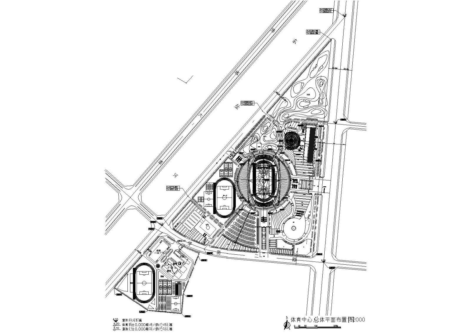 ​[江苏]连云港体育中心游泳馆建筑施工图cad施工图下载【ID:160726197】