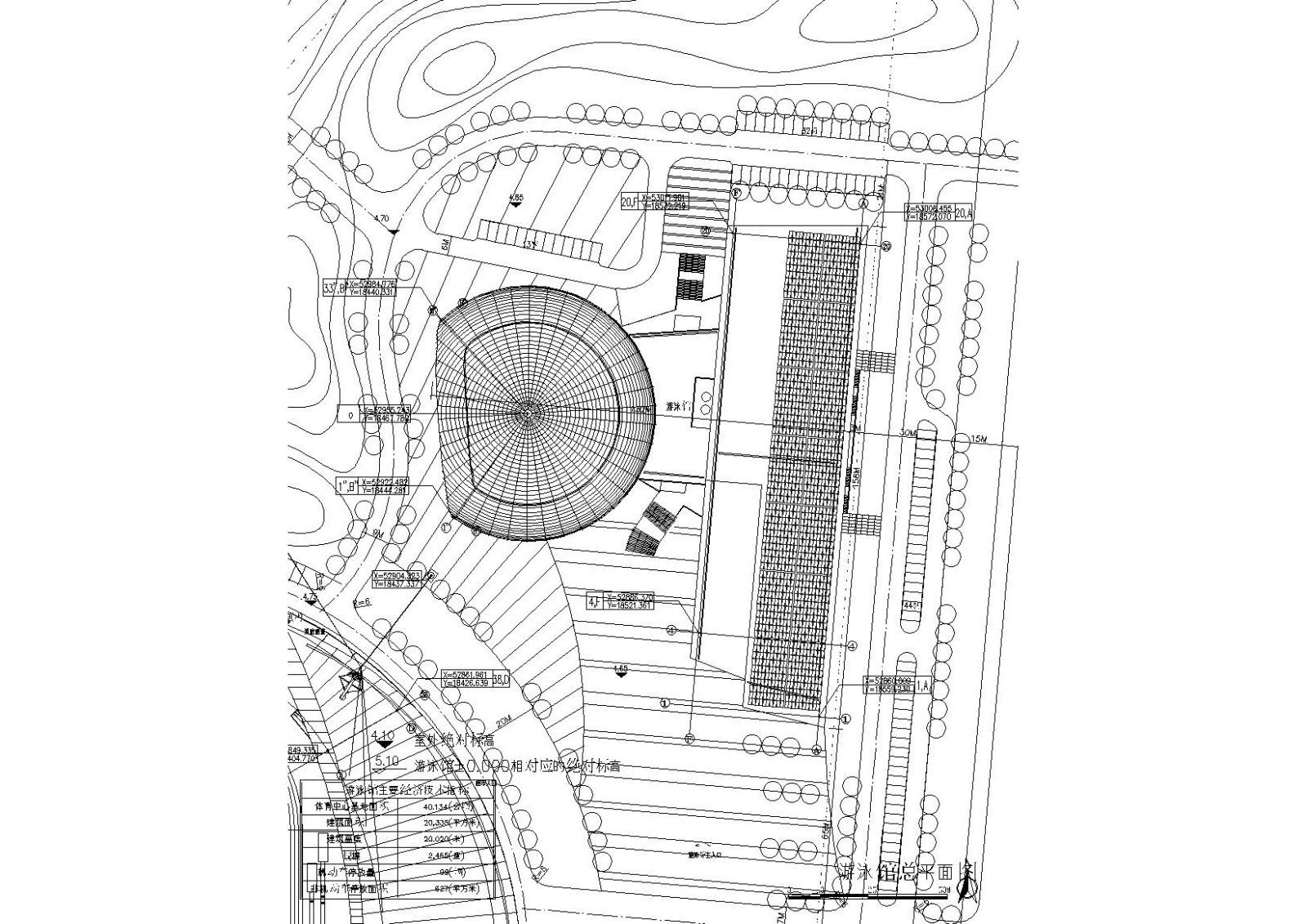 ​[江苏]连云港体育中心游泳馆建筑施工图cad施工图下载【ID:160726197】