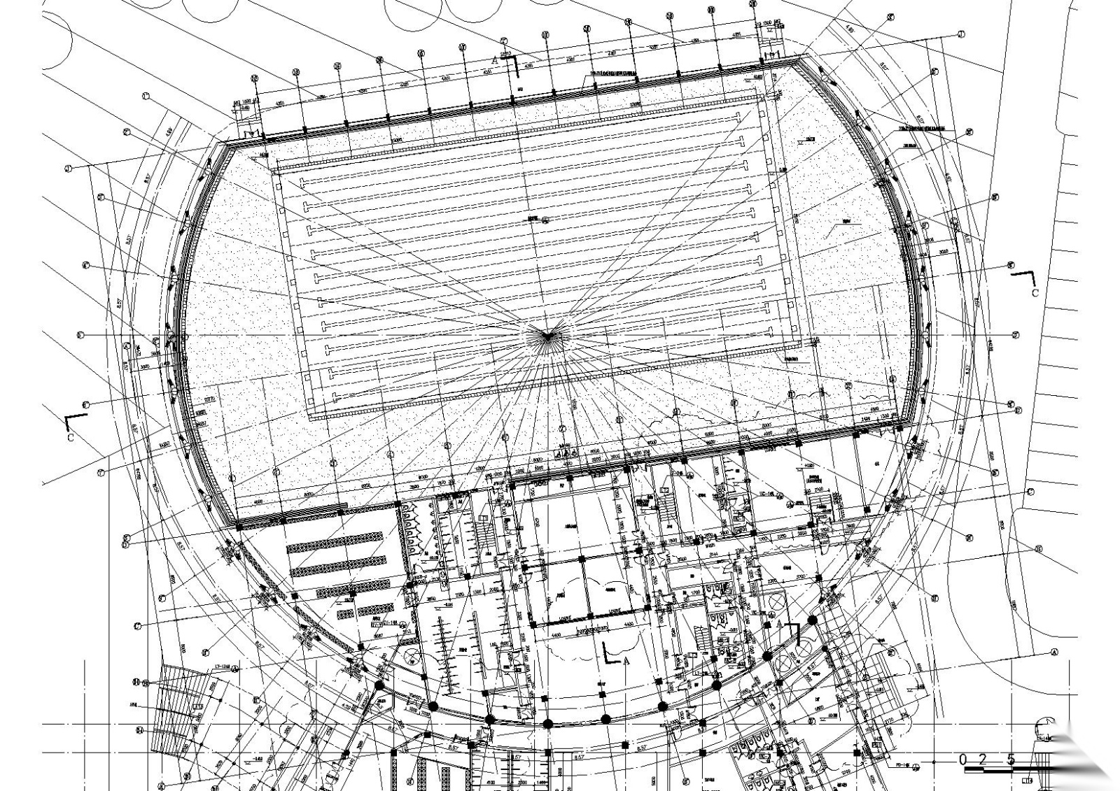 ​[江苏]连云港体育中心游泳馆建筑施工图cad施工图下载【ID:160726197】