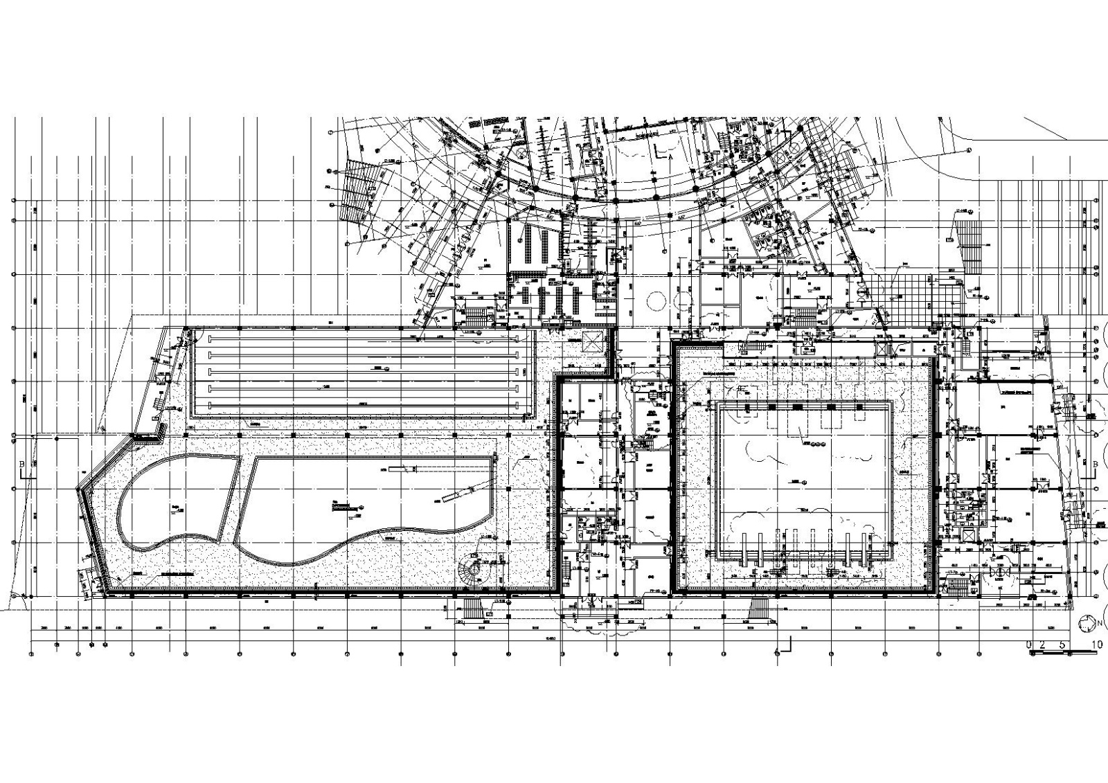 ​[江苏]连云港体育中心游泳馆建筑施工图cad施工图下载【ID:160726197】