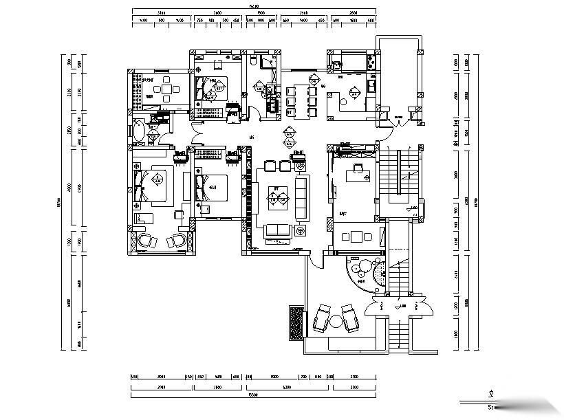 [河北]3套新中式风格山庄别墅设计施工图（附效果图+3D模...cad施工图下载【ID:160490125】