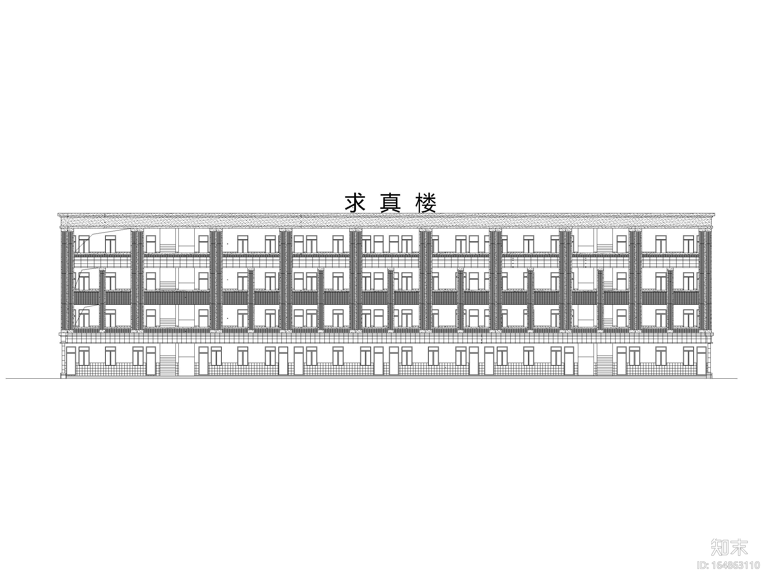 四层中学教学楼建筑方案图（CAD）施工图下载【ID:164863110】