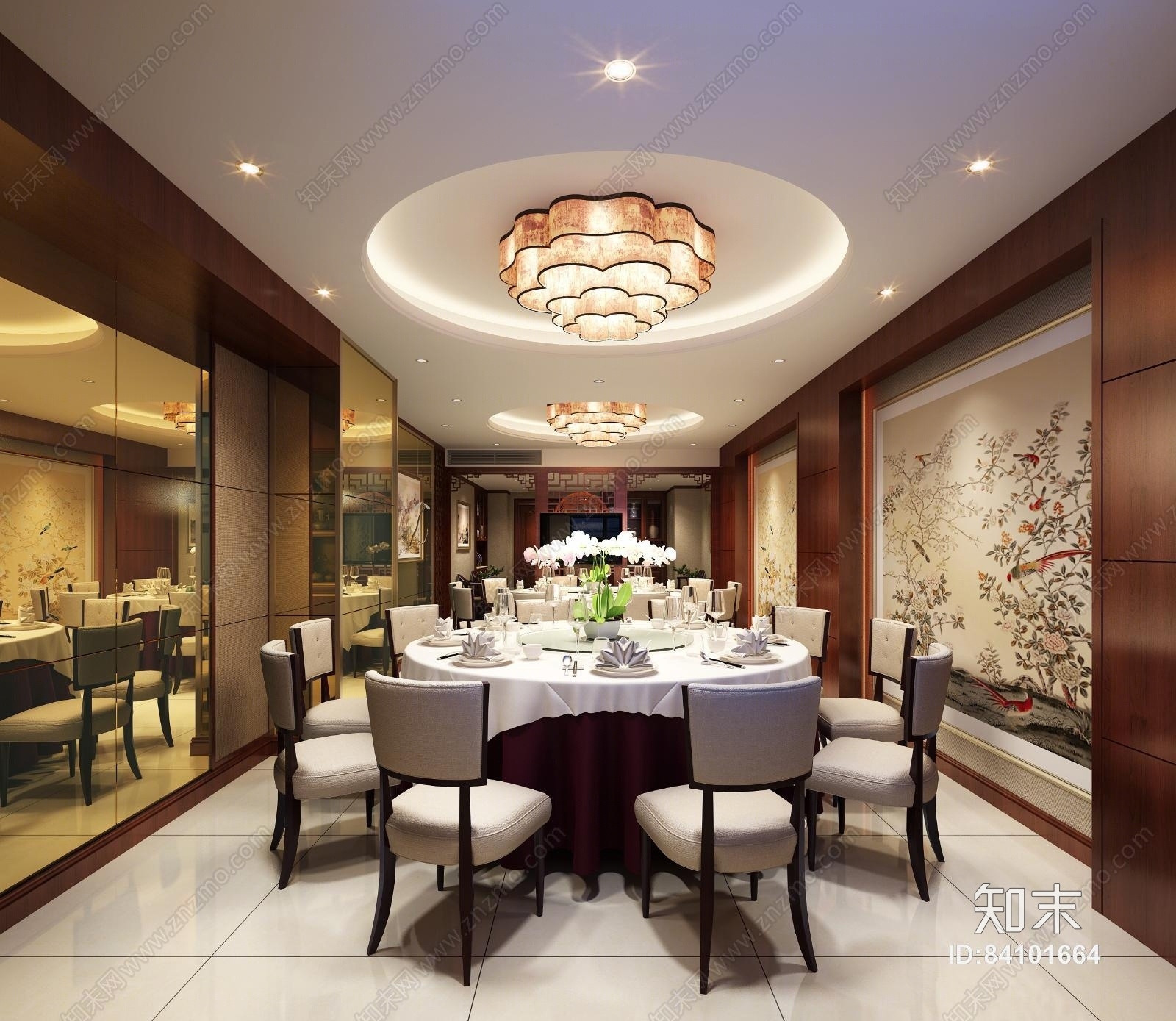 新中式餐厅场景3D模型下载【ID:84101664】