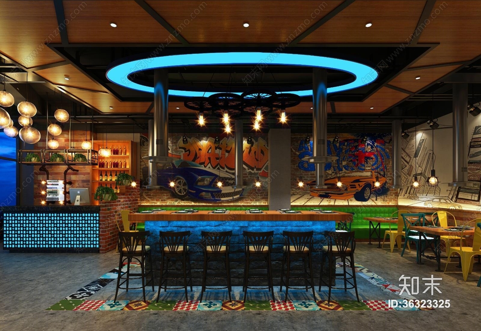 工业风烧烤店3D模型下载【ID:36323325】