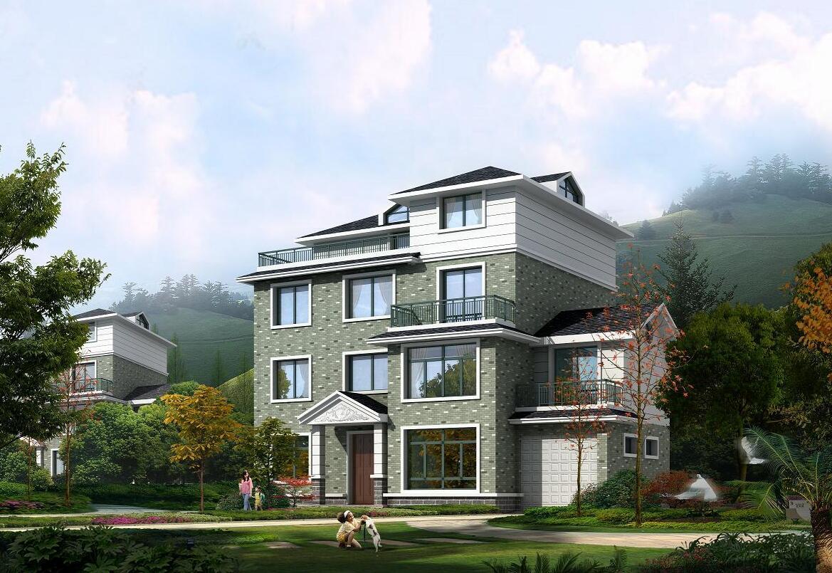 现代农民居别墅建筑方案文本（包含效果图+CAD）施工图下载【ID:149869105】