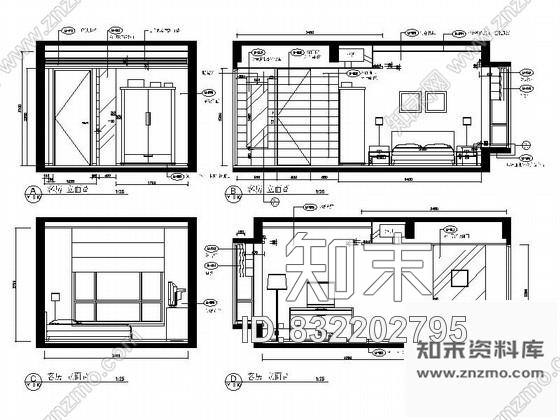 图块/节点现代装修客房立面图cad施工图下载【ID:832202795】