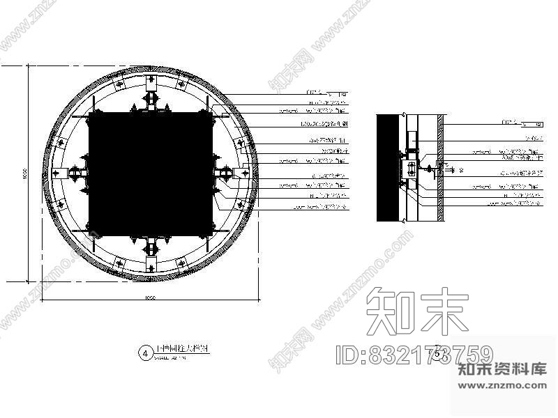 图块/节点干挂大理石圆柱详图施工图下载【ID:832173759】