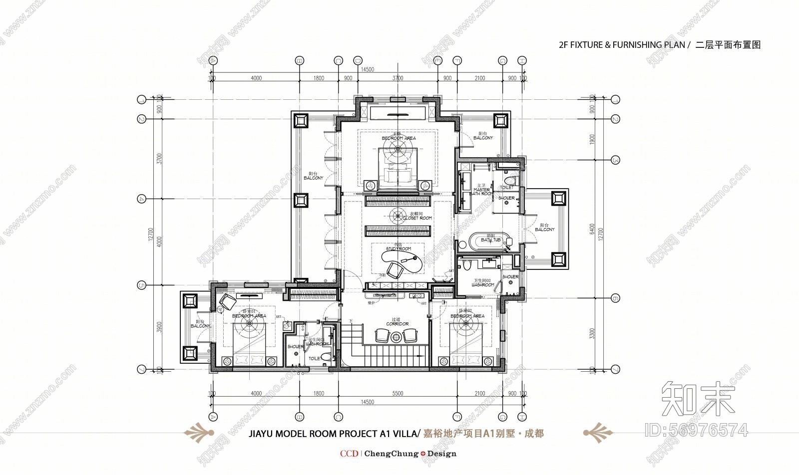 郑中-CCD-嘉裕地产成都A1别墅样板房cad施工图下载【ID:56976574】