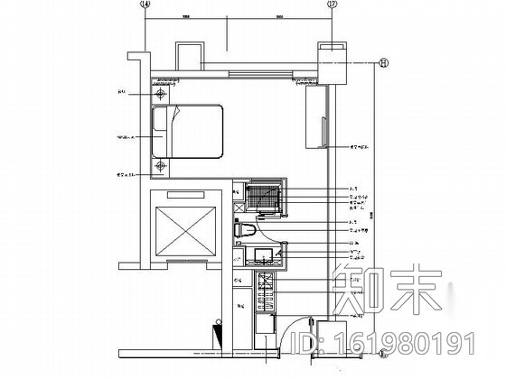 [苏州]商务酒店F型标准双人客房装修图cad施工图下载【ID:161980191】